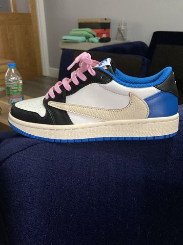 Air Jordan 1 Retro Low x Fragment Design x Travis Scott x ‘Sail Black Military Blue’ photo review