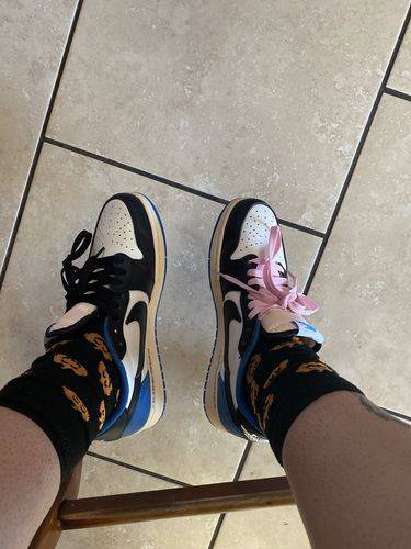 Air Jordan 1 Retro Low x Fragment Design x Travis Scott x ‘Sail Black Military Blue’ photo review