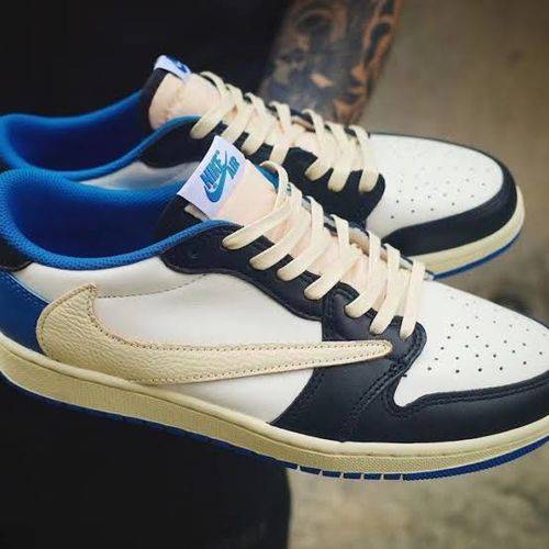Air Jordan 1 Retro Low x Fragment Design x Travis Scott x ‘Sail Black Military Blue’ photo review