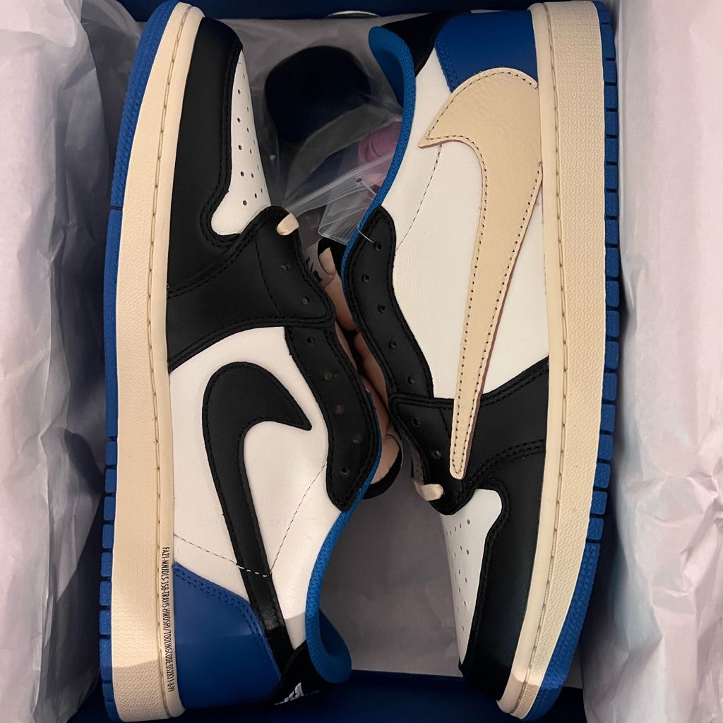 Air Jordan 1 Retro Low x Fragment Design x Travis Scott x ‘Sail Black Military Blue’ photo review