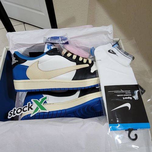 Air Jordan 1 Retro Low x Fragment Design x Travis Scott x ‘Sail Black Military Blue’ photo review