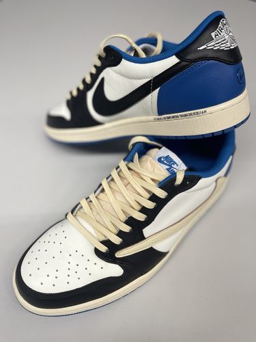Air Jordan 1 Retro Low x Fragment Design x Travis Scott x ‘Sail Black Military Blue’ photo review