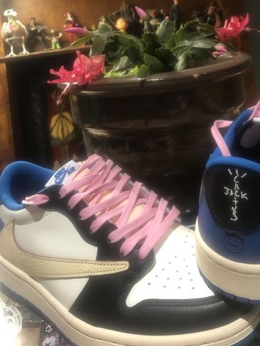 Air Jordan 1 Retro Low x Fragment Design x Travis Scott x ‘Sail Black Military Blue’ photo review