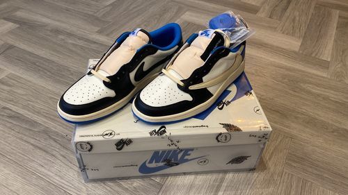 Air Jordan 1 Retro Low x Fragment Design x Travis Scott x ‘Sail Black Military Blue’ photo review